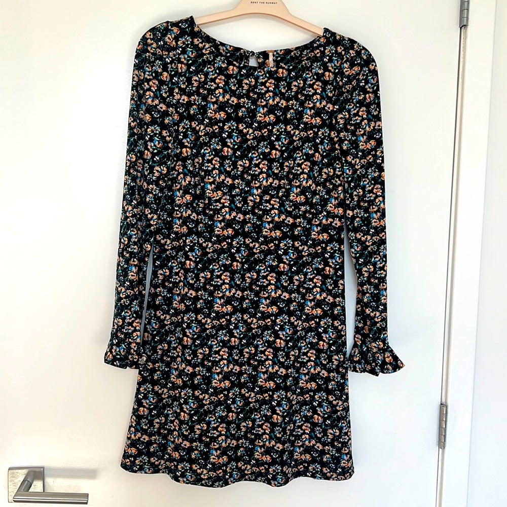 Free People Black Floral Mini Dress
